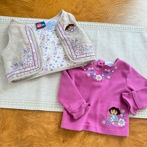 vintage dora early 2000s two piece top set size 12 months